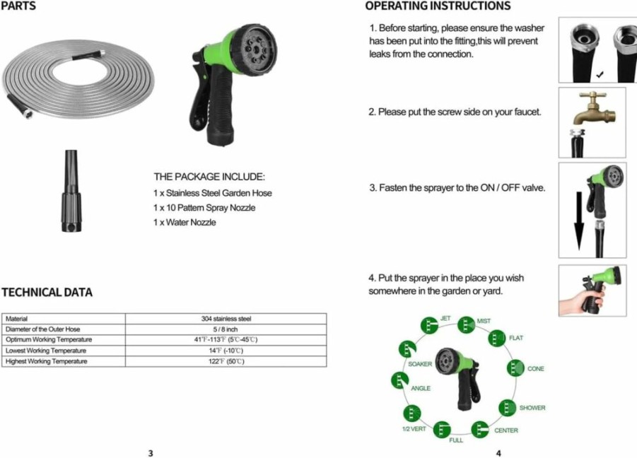 Green Orchid | K-Musculo Green Orchid 304 Stainless Steel Metal Garden Hose Transparent Garden Hose - Durable And Easy To Use (25Ft, Silver)