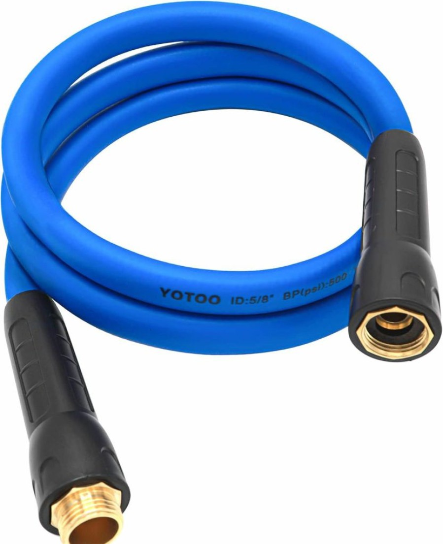 YOTOO | Yotoo Heavy Duty Hybrid Garden Water Hose 5/8-Inch By 50-Feet 150 Psi Kink Resistant, Flexible With Swivel Grip Handle And 3/4\" Ght Solid Brass Fittings, Blue