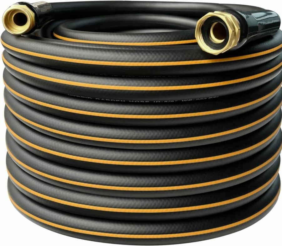 DayisTools | Dayistools Heavy Duty Hybrid Garden Hose 100 Ft, Flexible Water Hose 5/8 In X 100Ft, Lightweight, Super Durable, All-Weather Use, Work 200 Psi, 3/4 In Ght Solid Brass Fittings, Black Orange