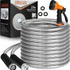 HDKing | Hdking Garden Hose 25 Ft - Flexible Metal Hose With 10 Function Nozzle, Kink Free, Lightweight, Durable, Crush Resistant Fitting, Easy To Coil, Puncture Proof Hose For Yard, Rv, 600 Psi - 2023 Model