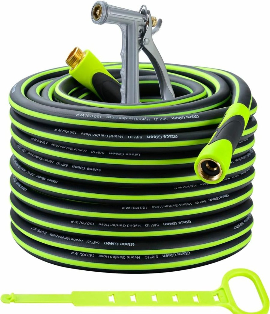 Grace Green | Grace Green Garden Hose,Hybrid 5/8 In. 50Ft Water Hose, Both End Swivel, Heavy Duty, Light Weight, Flexible