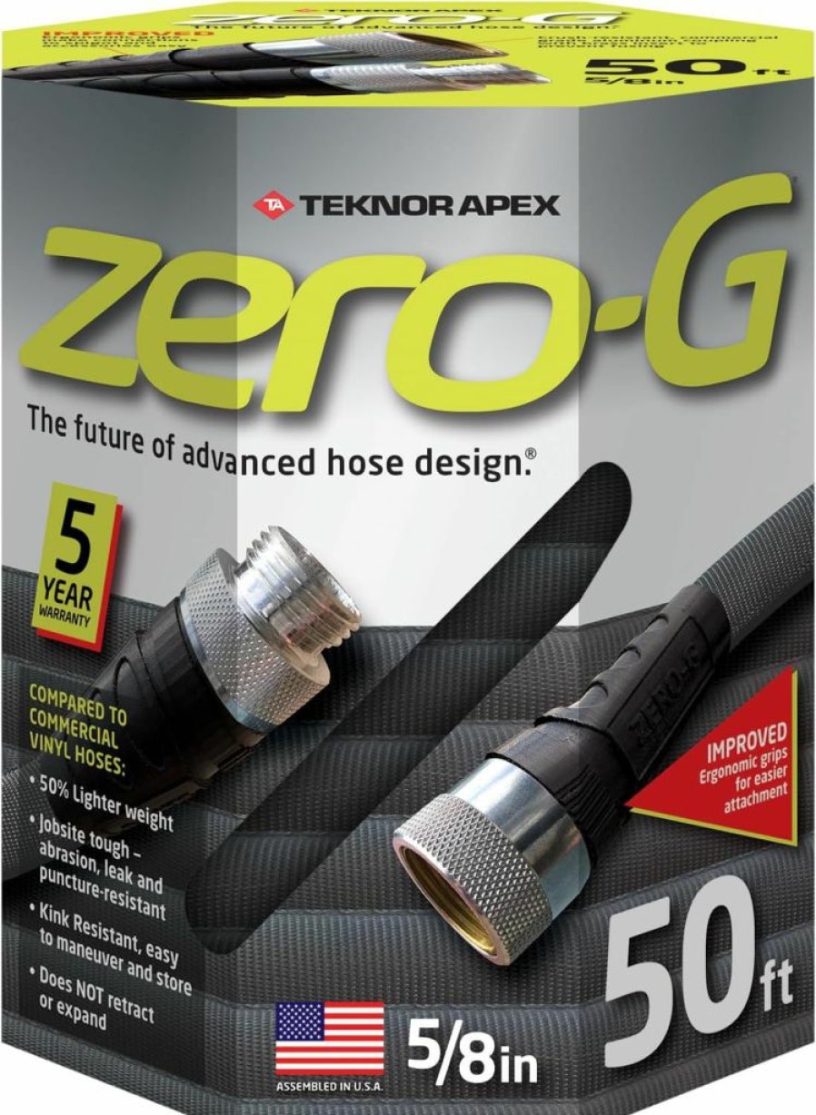 Teknor Apex | Zero-G 4001-50 Lightweight, Ultra Flexible, Durable, Kink-Free Garden Hose, 5/8-Inch By 50-Feet,Black