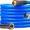 YOTOO | Yotoo Heavy Duty Hybrid Garden Water Hose 5/8-Inch By 50-Feet 150 Psi Kink Resistant, Flexible With 10 Function Spray Nozzle, Swivel Grip Handle And 3/4\" Ght Solid Brass Fittings, Blue