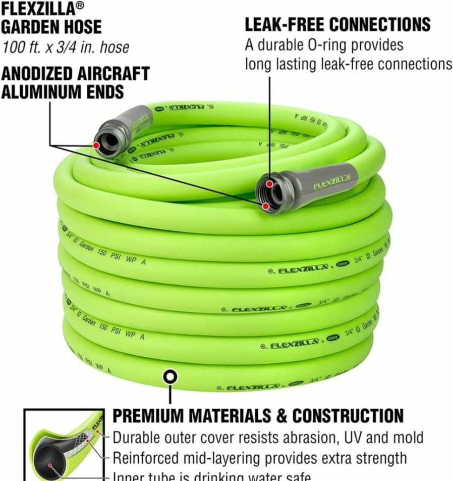 Flexzilla | Flexzilla Garden Hose 3/4 In. X 75 Ft., Heavy Duty, Lightweight, Drinking Water Safe, Zillagreen - Hfzg675Yw