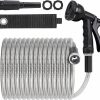 AMLEGEN | Amlegen Metal Water Garden Hose 100Ft - Heavy Duty Stainless Steel, 8-Function Sprayer & Adjustable Nozzle, Lightweight & Flexible, Tangle Free & Kink Free, Dog Proof, For Lawn/Yard/Outdoor/Rv