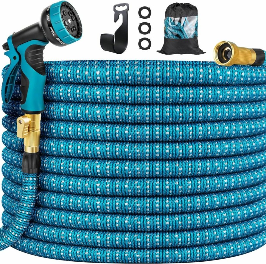 Generic | 100Ft Garden Hose With 10 Function Spray Nozzle, Lightweight Water Hose For Outdoors With Extra Strong Brass Connectors