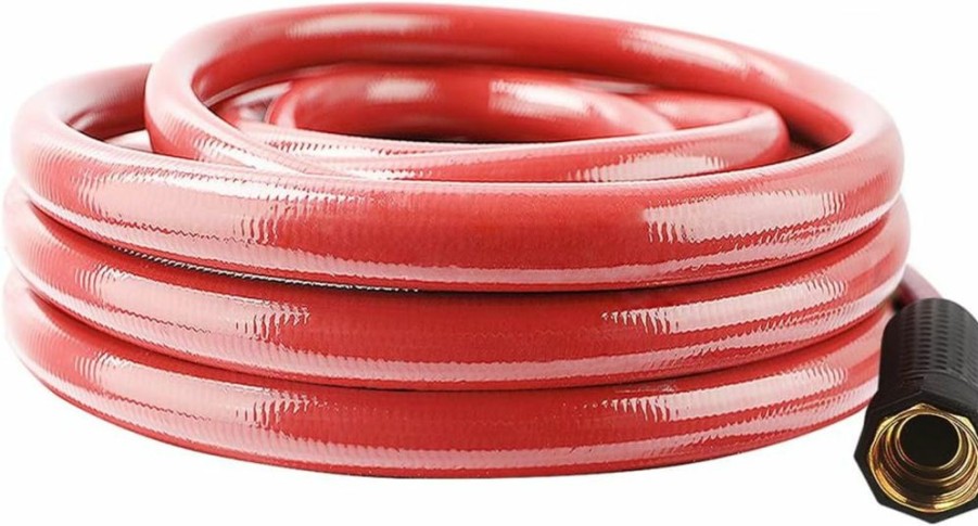 Solution4Patio Expert in Garden Creation | Solution4Patio Homes Garden Hose No Kink 5/8 In. X 25 Ft. Red Water Hose, No Leaking, Heavy Duty, Brass Fittings 12 Years Warranty, No Dop, Environmental-Friendly