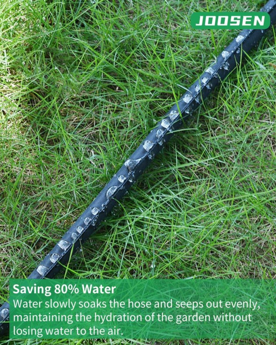 JOOSEN | Joosen Soaker Hose 25Ft 1/2\" Flat Double Layer Consistent Drip Hose Saving 80% Water Leakproof Kink Free Vegetable Garden Hose