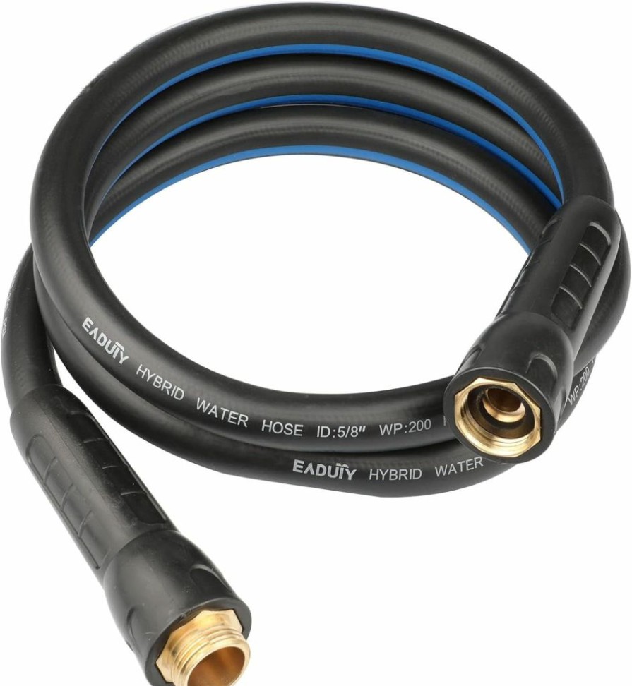 EADUTY | Eaduty Hybrid Garden Hose 5/8 In. X 25 Ft, Heavy Duty, Lightweight, Flexible With Swivel Grip Handle And Solid Brass Fittings, Gray+Blue