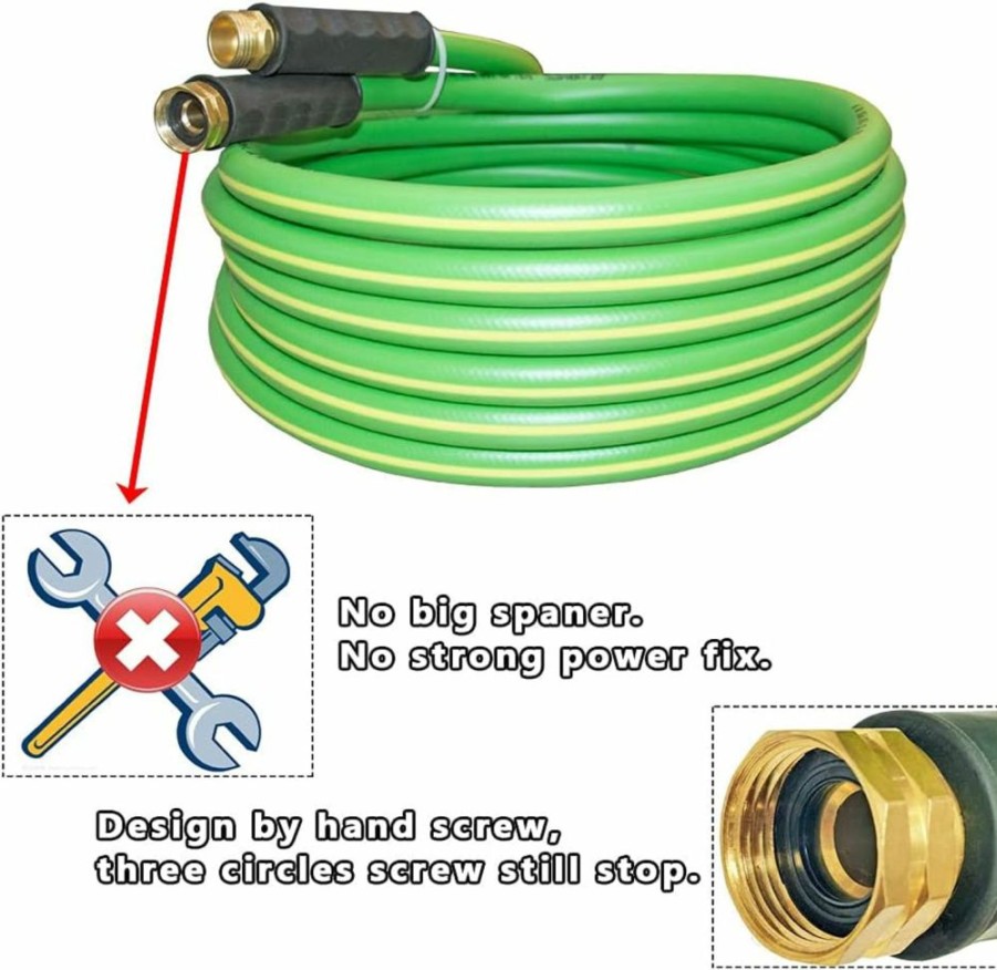 HQMPC | Hqmpc Garden Hose 5/8\"Idx20' Hose Durable Pvc Non Kinking Heavy Water Hose With Brass Hose Fittings (20 Feet)