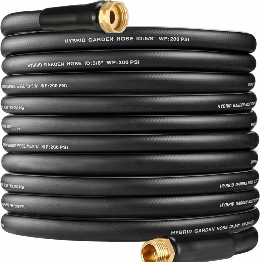 Artistan | 50 Ft Hybrid Garden Hose No Kink,Heavy Duty,Flexible,Leakproof Water Hoses Lightweigh 5/8 In Id,3/4\"Solid Brass Connectors - Rubber Car Hoses Pipe For Outdoor Watering& Washing,600 Burst Psi