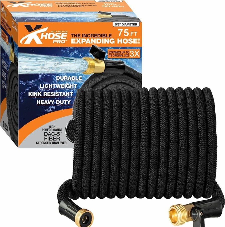 Big Boss | X-Hose Pro Expandable Garden Hose 50 Ft, Heavy Duty Lightweight Retractable Water Hose, Flexible Hose, Weatherproof, Crush Resistant Solid Brass Fittings, Kink Free Expandable Hose As Seen On Tv