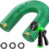 Besiter | Besiter Coil Hose 50Ft,Eva Recoil Garden Hose Brass Connector,Coiled Water Hose Lightweight And No Kink Includes 10 Patterns Spray Nozzle For Outdoors Lawn Watering,Car Washing Orange