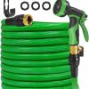 wyewye | 100 Ft Garden Hose Expandable 100 Ft Water Hose With 3 Layer Latex Core, 3/4\" Solid Brass Fittings, 10 Function Spray Nozzle, Garden Hose For Watering And Cleaning, Black