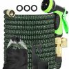 giove | Premium 100Ft Expandable Garden Hose Set - Durable 3750D Fabric, 4-Layer Latex Core, Strong Brass Connectors - 10 Spray Nozzles & Convenient Storage Bag Included