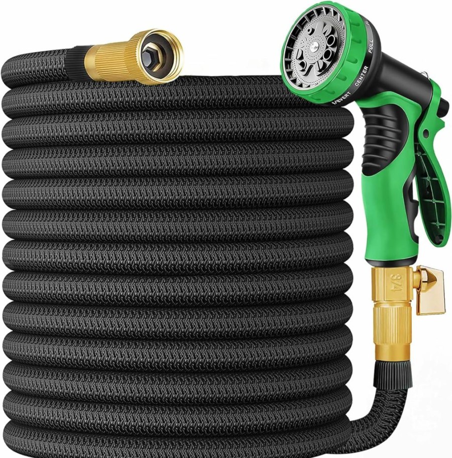 Palint | Expandable Garden Hose 75 Ft Water Hose With 10 Function Spray Nozzle, No Kink Lightweight Flexible Hose With 3/4 Inch Solid Fittings And 4-Layer Latex Core, 75Ft Retractable Stretch Hose, Black