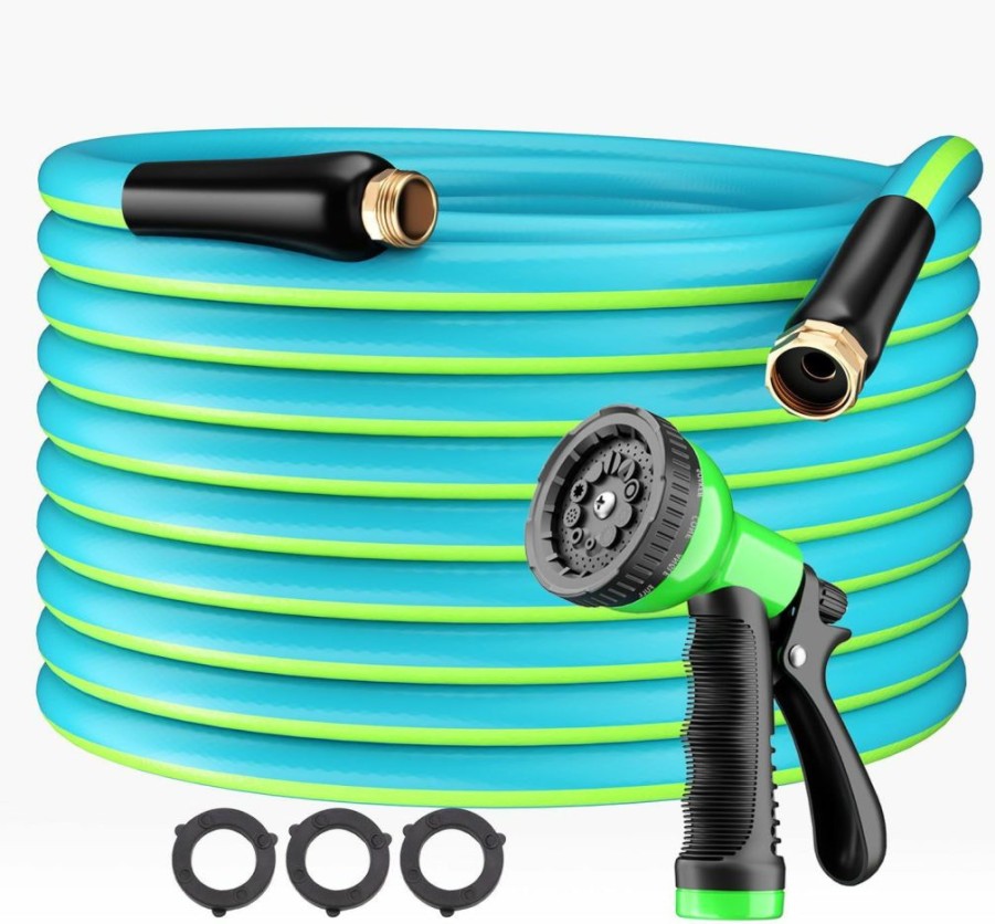 Besiter | Besiter Garden Hose Pvc Water Hose 25Ft With 10 Function Sprayer Nozzle Lightweight And Kink-Free Garden Hose With Brass Fittings For Outdoor, Patio