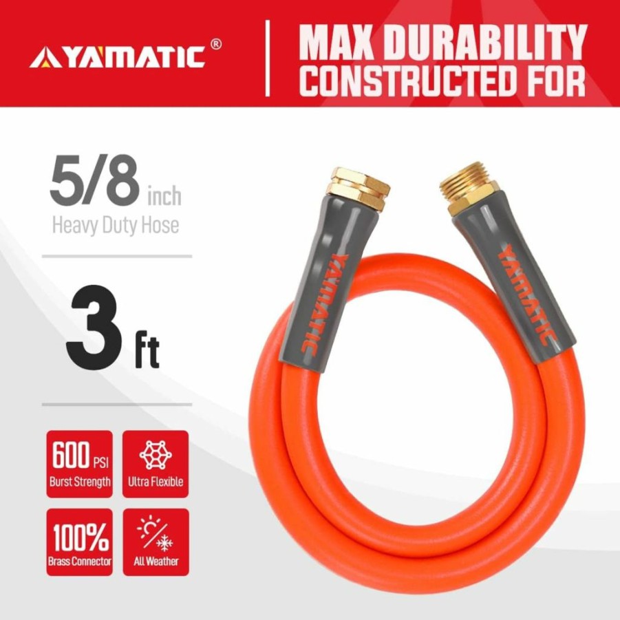 YAMATIC | Yamatic Heavy Duty Garden Hose 5/8 In X 50 Ft, Super Flexible Water Hose, All-Weather, Lightweight, Burst 600 Psi